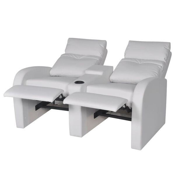 vidaXL Sill&oacute;n reclinable con 2 plazas de cuero artificial blanco
