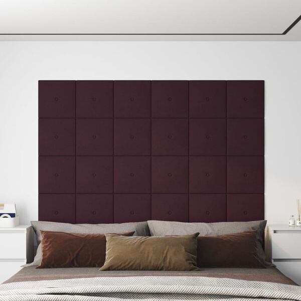 vidaXL Paneles de pared 12 uds tela morado 30x30 cm 1,08 m&sup2;