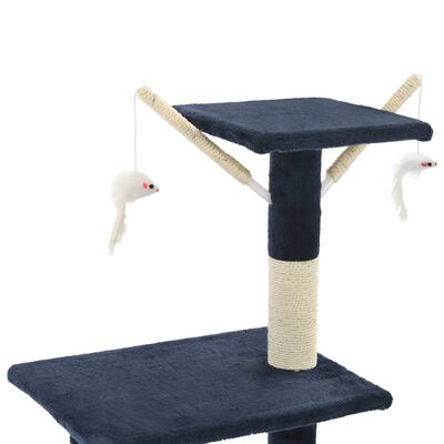 vidaXL Rascador para gatos con poste de sisal 138 cm azul oscuro