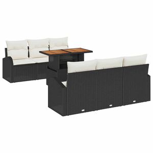 vidaXL Conjunto de sof&aacute; de jard&iacute;n 7 uds. Negro Polirat&aacute;n