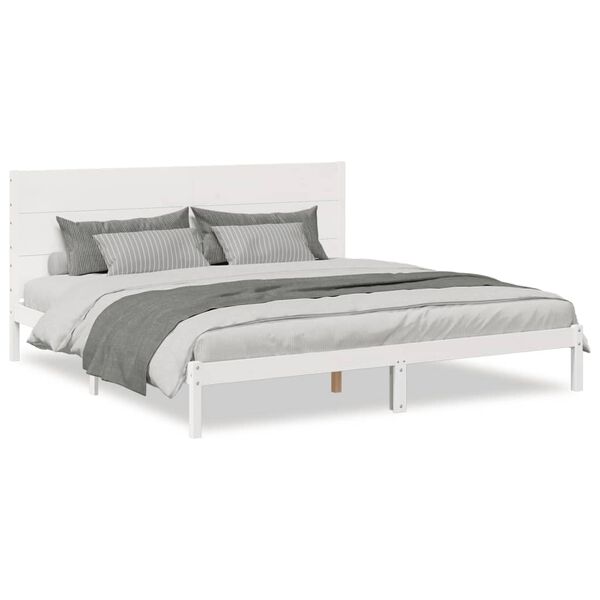 vidaXL Cama extralarga sin colch&oacute;n madera maciza blanca 180x210 cm
