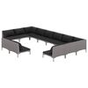 vidaXL Sof&aacute;s de jard&iacute;n 12 pzas cojines rat&aacute;n sint&eacute;tico gris oscuro