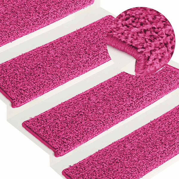 vidaXL Alfombrillas para escaleras 30 unidades 65x21x4 cm Rosa Borde Rectangular