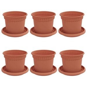 vidaXL Macetas 6 pcs Rojo Ladrillo &Oslash; 12,5 x 10 cm Pl&aacute;stico