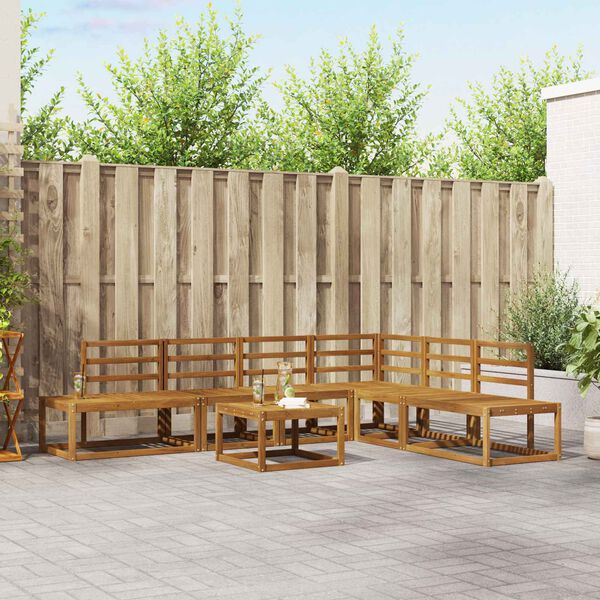 vidaXL Juego de Sof&aacute; 7 Pieza Natural Madera de Acacia S&oacute;lida