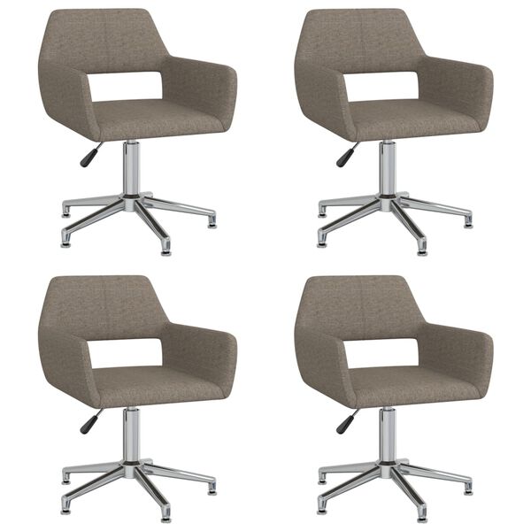vidaXL Sillas de comedor giratorias 4 unidades tela taupe