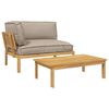 vidaXL Juego de Sof&aacute; con coj&iacute;n 2 pcs Taup&eacute; Madera de Acacia S&oacute;lida