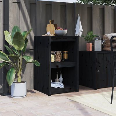 vidaXL Mueble de cocina exterior madera maciza pino negro 55x55x92 cm