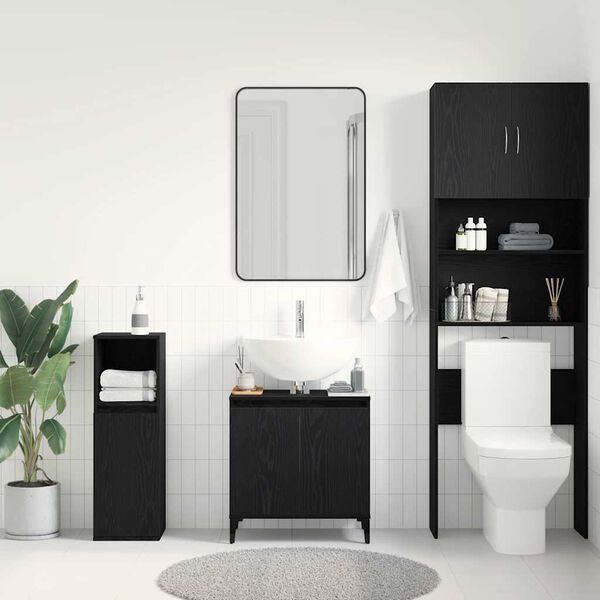 vidaXL Gabinete de Lavabo para Ba&ntilde;o Roble Negro 58 x 33 x 60 cm