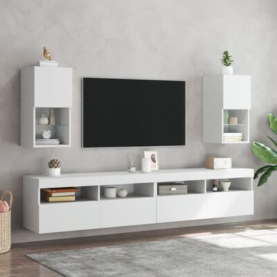 vidaXL Muebles para TV con luces LED 2 uds blanco 30,5x30x60 cm