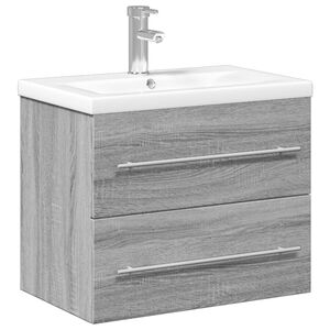 vidaXL Mueble de ba&ntilde;o con lavabo integrado gris Sonoma