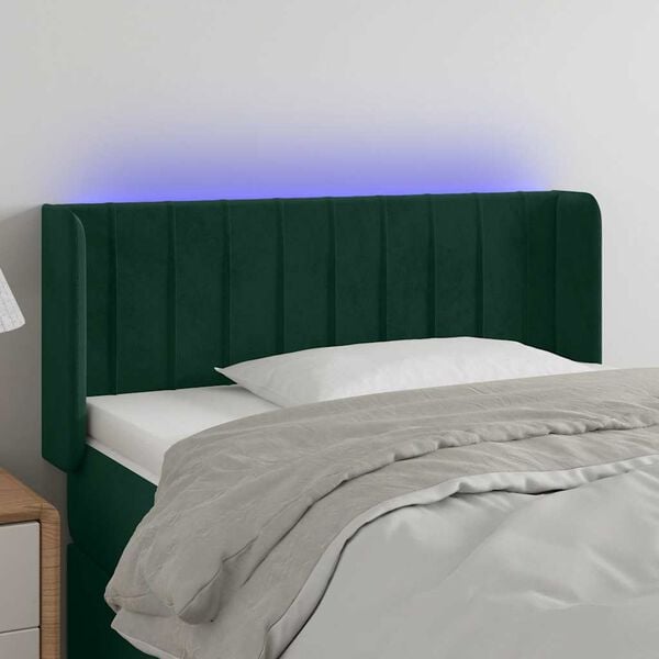 vidaXL Cabecero con LED de terciopelo verde oscuro 83x16x78/88 cm