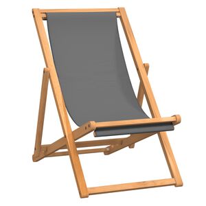 vidaXL Silla de playa plegable madera maciza de teca gris