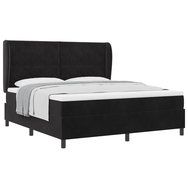 vidaXL Cama tipo Box Spring con colch&oacute;n Negro 200 x 180 cm Poli&eacute;ster