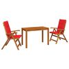 vidaXL Conjunto de comedor de jard&iacute;n de 3 piezas Natural