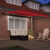 vidaXL Toldo Retráctil con luces de tiras LED Rojo 350 x 250 cm tela
