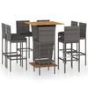 vidaXL Set de muebles de bar de jard&iacute;n 9 pzas y cojines rat&aacute;n PE gris