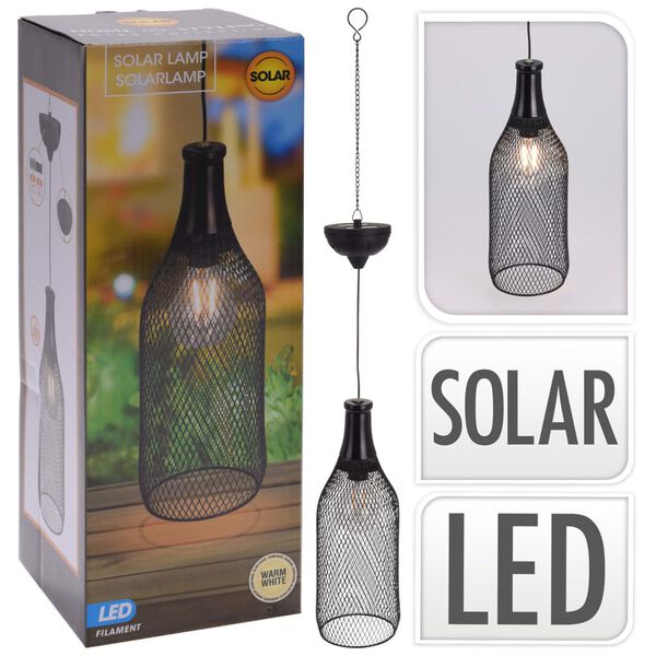 ProGarden L&aacute;mpara solar LED colgante de jard&iacute;n metal 11 cm