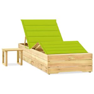 vidaXL Tumbona de jard&iacute;n con mesa y coj&iacute;n de madera de pino impregnada