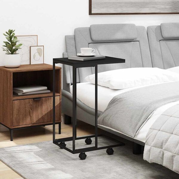 vidaXL Armario auxiliar con ruedas contrachapado negro 40x30x63,5 cm