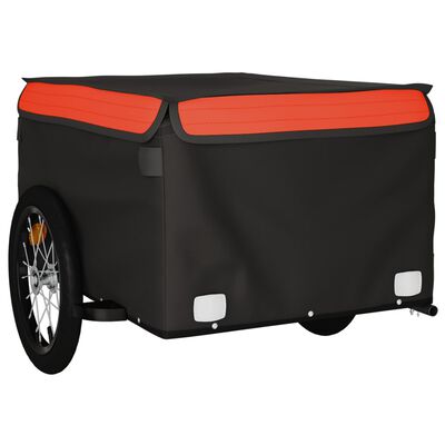 vidaXL Remolque para bicicleta hierro negro y naranja 45 kg