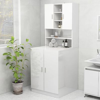 vidaXL Mueble de lavadora blanco brillo