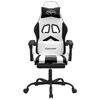vidaXL Silla gaming giratoria reposapi&eacute;s cuero sint&eacute;tico blanco negro