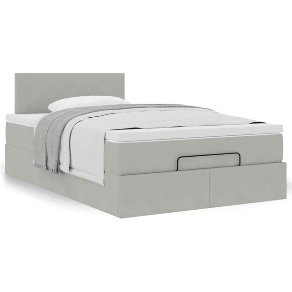 vidaXL Estructura cama otomana colch&oacute;n terciopelo gris claro 120x200cm