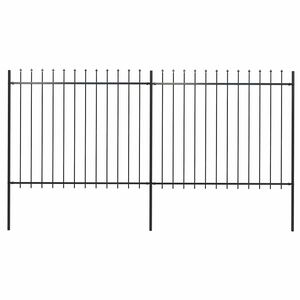 vidaXL Valla de jard&iacute;n con punta de lanza de acero 337x150 cm negra