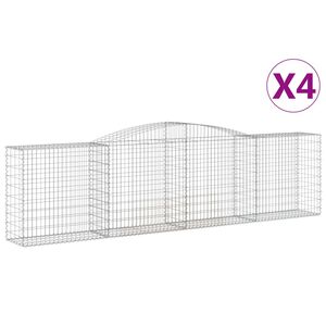 vidaXL Cestas de gaviones 4 uds forma de arco hierro 400x50x100/120 cm