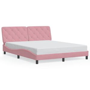 vidaXL Estructura de cama sin colch&oacute;n terciopelo rosa 160x200 cm