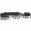vidaXL Set muebles de jard&iacute;n 9 pzas y cojines aluminio gris antracita