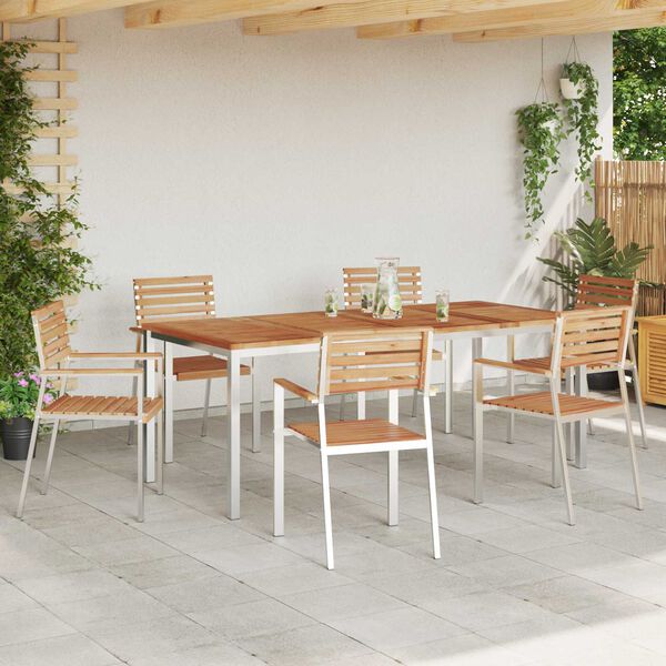 vidaXL Conjunto de Comedor de Jard&iacute;n 7 pcs Madera de teca maciza