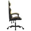 vidaXL Silla gaming giratoria cuero sint&eacute;tico negro y dorado