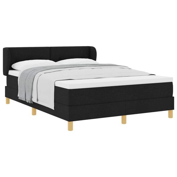 vidaXL Cama tipo Box Spring con colch&oacute;n Negro 140 x 200 cm tela