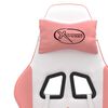 vidaXL Silla gaming con reposapiés cuero sintético blanco y rosa