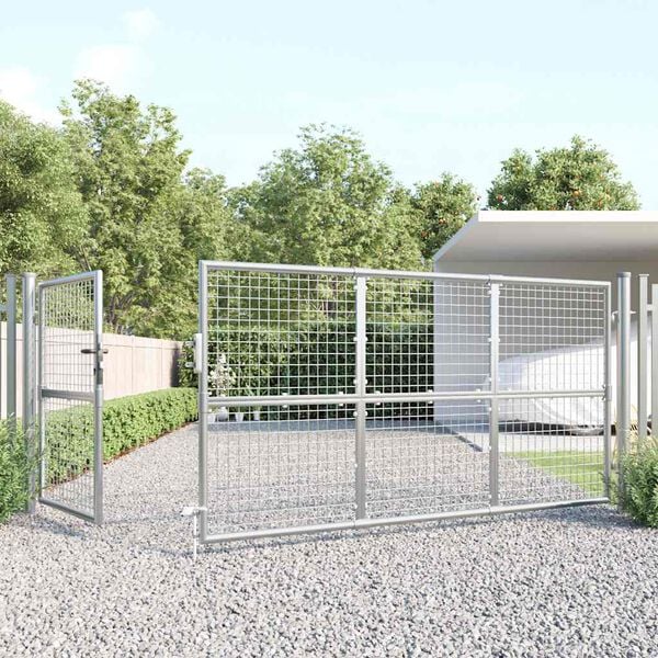 vidaXL Puerta de jard&iacute;n de malla color plata 350 x 125 cm acero galvanizado