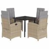 vidaXL Set comedor de jard&iacute;n 5 pzas con cojines rat&aacute;n sint&eacute;tico beige