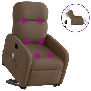 vidaXL Sill&oacute;n de masaje el&eacute;ctrico reclinable elevable tela marr&oacute;n