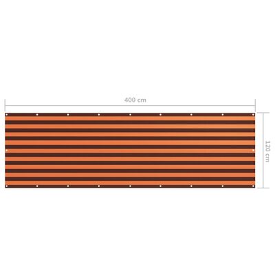 vidaXL Toldo para balcón tela oxford naranja y marrón 120x400 cm