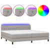 vidaXL Cama box spring con colch&oacute;n tela y LED gris claro 200x200 cm
