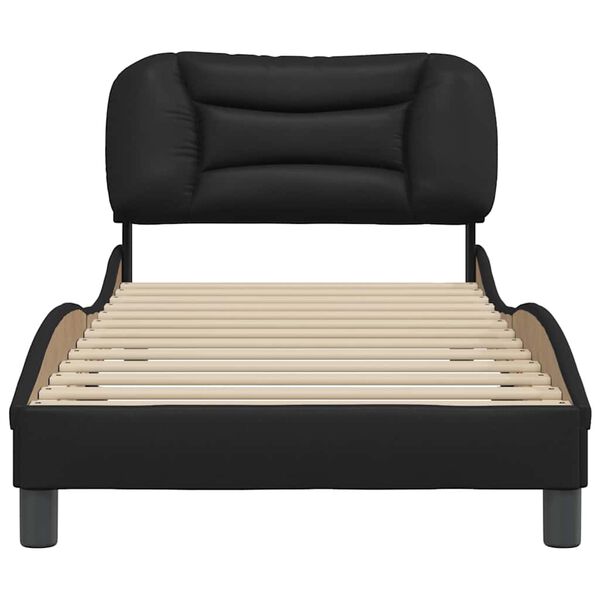 vidaXL Estructura de cama sin colch&oacute;n Hvar cuero sint&eacute;tico negro 90x200 cm