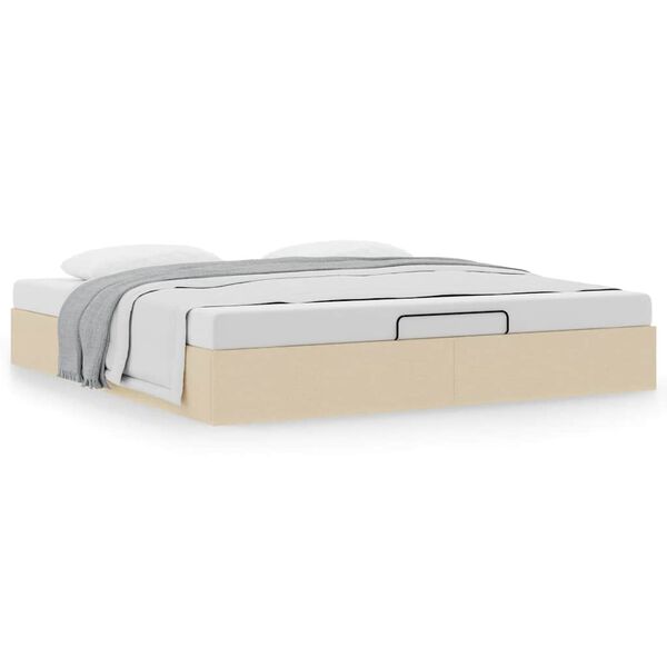 vidaXL Estructura de cama otomana sin colch&oacute;n tela crema 180x200cm