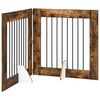 vidaXL Puerta para perros plegable con soportes 2 pcs Roble Ahumado