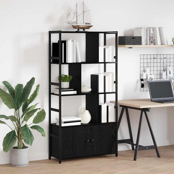 vidaXL Estante de libros Roble Negro 80 x 30 x 155,5 cm