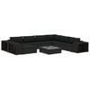 vidaXL Set muebles de jard&iacute;n 10 piezas y cojines rat&aacute;n sint&eacute;tico negro