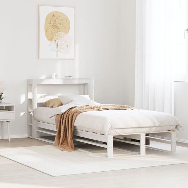 vidaXL Estructura de cama sin colch&oacute;n madera de pino blanca 90x200 cm