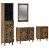 vidaXL Juego de muebles de ba&ntilde;o 4 pcs Marr&oacute;n Madera de mango maciza
