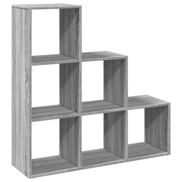 vidaXL Librer&iacute;a divisor 3 niveles madera gris Sonoma 99x29x99 cm