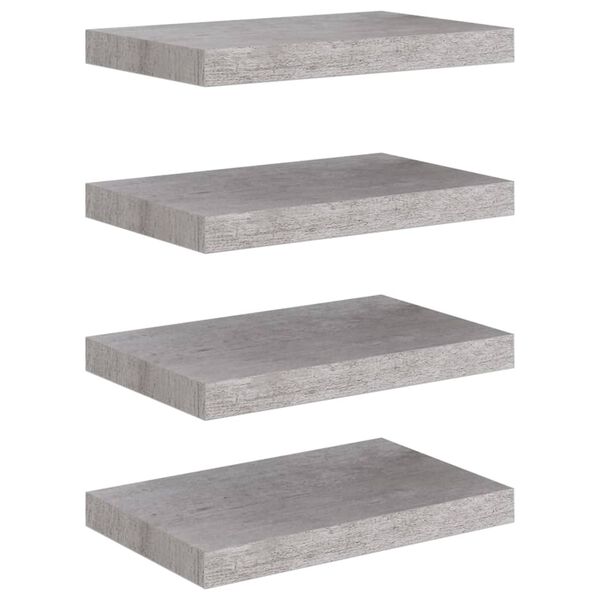 vidaXL Estantes flotantes de pared 4 uds gris MDF 40x23x3,8 cm